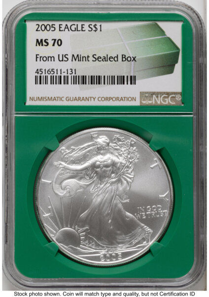 2005 Silver Eagle Monster Box From US Mint Sealed Box Green Core Label 70 NGC
