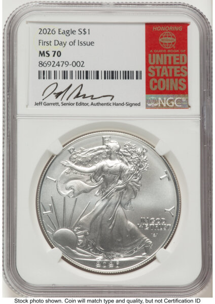 2026 Silver Eagle FDI Jeff Garrett Red Book 70 NGC