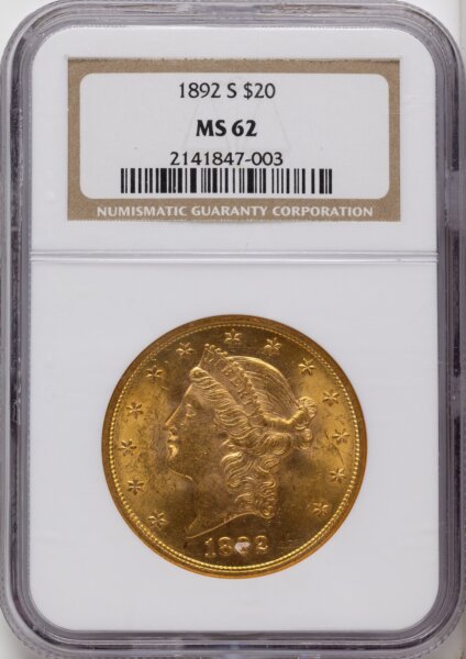 1892-S $20 62 NGC