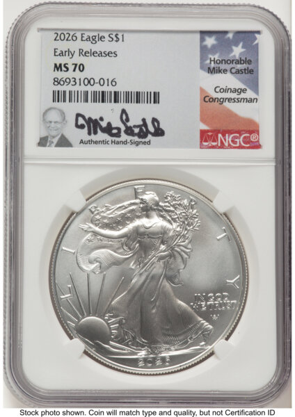 2026 Silver Eagle ER Mike Castle 70 NGC