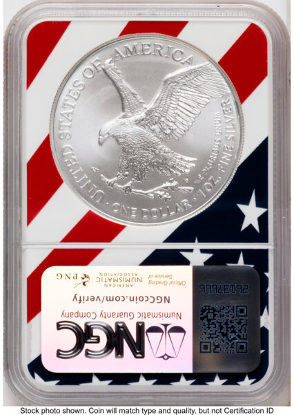 2025 Silver Eagle Premier Select Series Trump Label Flag Core 70 NGC