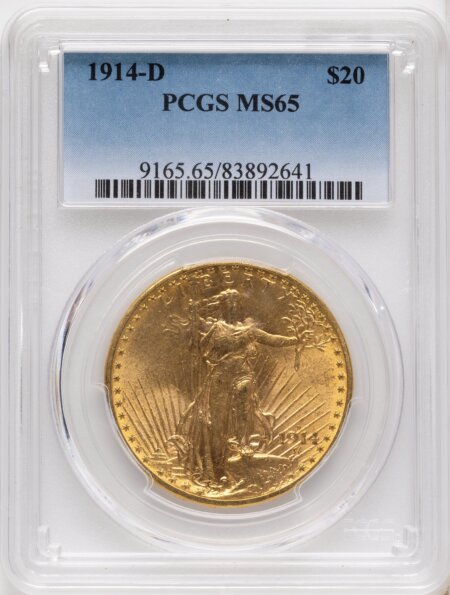 1914-D $20 65 PCGS