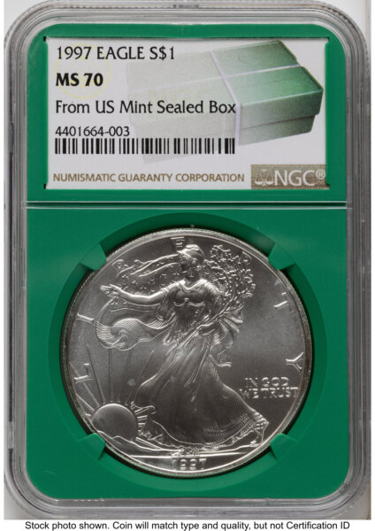 1997 Silver Eagle Monster Box From US Mint Sealed Box Green Core Label 70 NGC