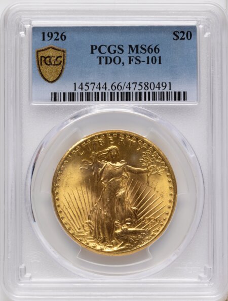 1926 $20 Tripled Die Obverse, FS-101, MS PCGS Secure 66 PCGS