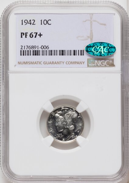1942 10C CAC NGC Plus 67 NGC