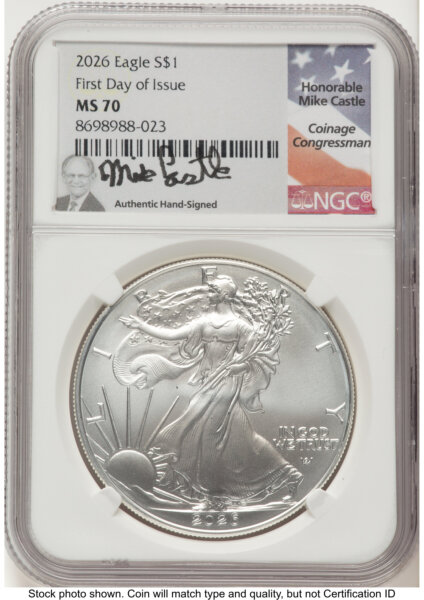 2026 Silver Eagle FDI Mike Castle 70 NGC