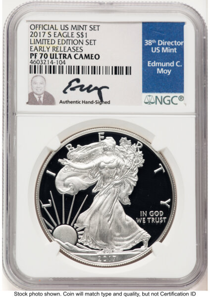 2017-S Proof Silver Eagle Limited Edition Proof Set 1 oz ER Ed Moy 70 NGC