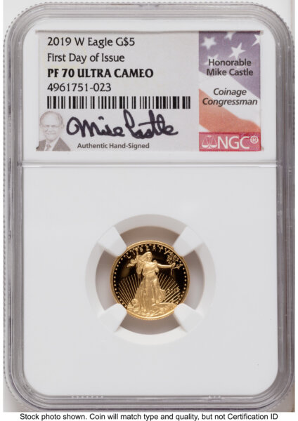 2019-W Proof Gold Eagle 1.85 oz FDI Mike Castle 70 NGC