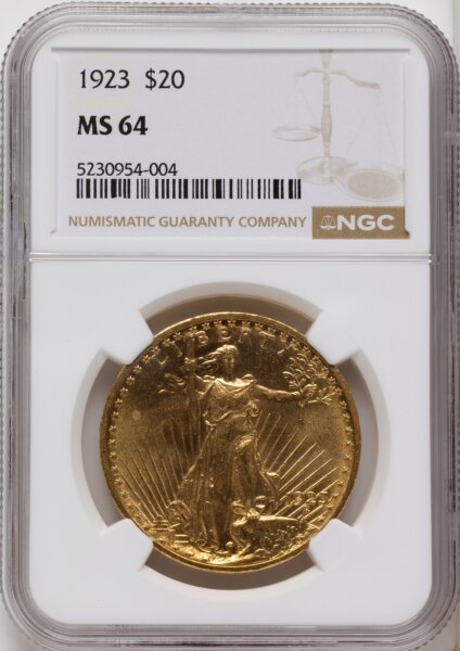 1923 $20 Brown Label 64 NGC