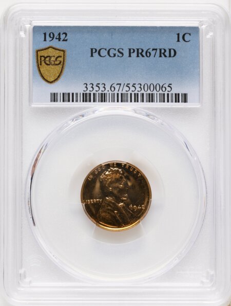 1942 1C, RD PCGS Secure 67 PCGS