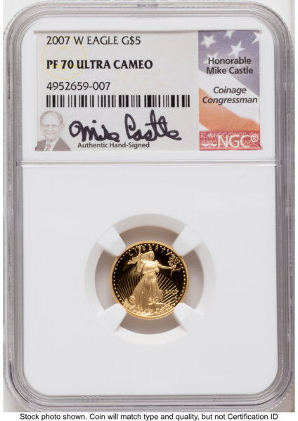 2007-W Proof Gold Eagle 1.85 oz Mike Castle 70 NGC