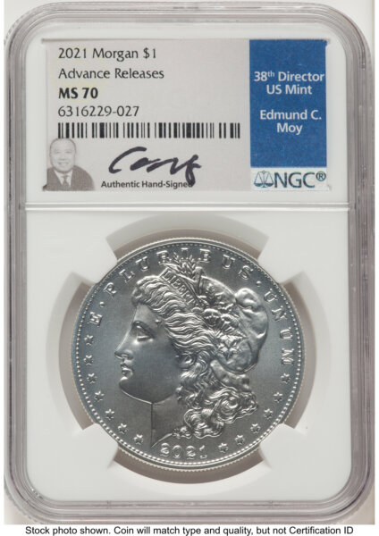 2021 S$1 6 Coin Morgan & Peace Dollar Set, MS AR Ed Moy 70 NGC