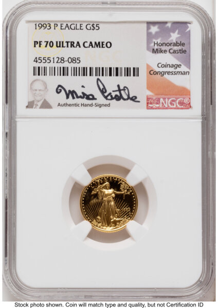 1993 Proof Gold Eagle 1.85 oz Mike Castle 70 NGC