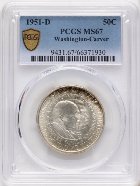 1951-D 50C Washington-Carver, MS PCGS Secure 67 PCGS