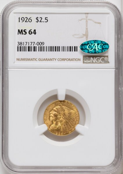 1926 $2 1/2 CAC 64 NGC