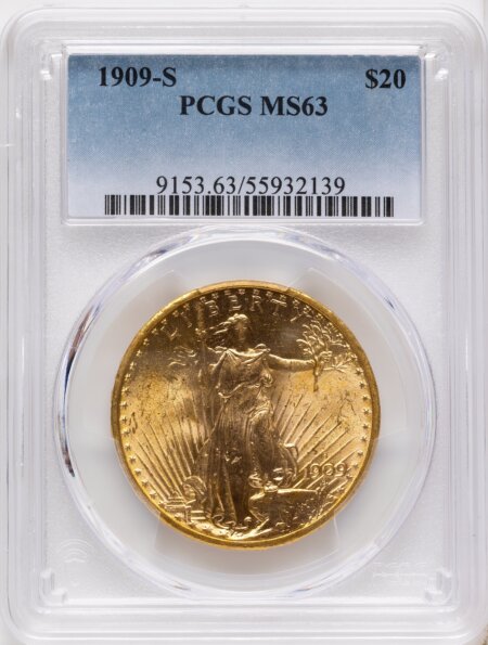 1909-S $20 63 PCGS