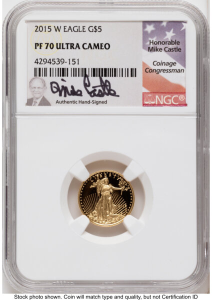 2015-W Proof Gold Eagle 1.85 oz Mike Castle 70 NGC
