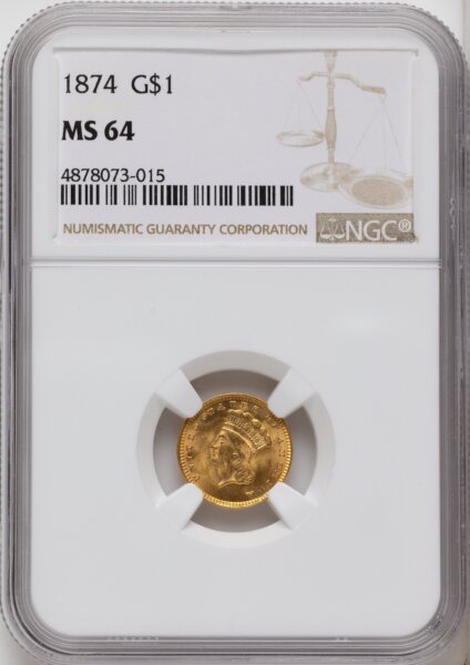 1874 G$1 64 NGC