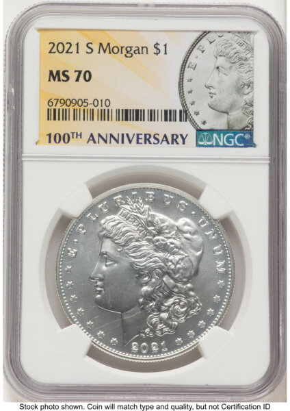 2021-S S$1 Morgan Dollar, MS Morgan Label 70 NGC