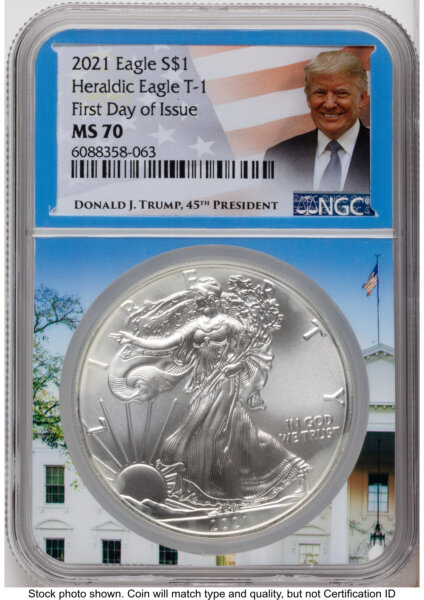 2021 Silver Eagle Type 1 FDI Trump Label White House Core 70 NGC