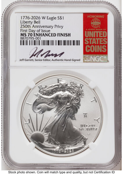 2026-W Enhanced Silver Eagle 1 oz FDI Jeff Garrett Red Book 70 NGC