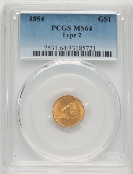 1854 G$1 Type Two 64 PCGS