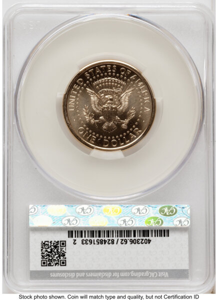 2026 Semiquincentennial President Donald J. Trump $1 (Privy Mark) America 250 Eagle with Banner Label 62 CACG