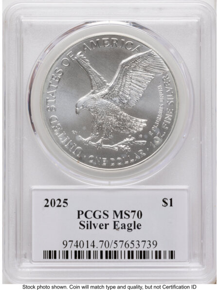 2025 Silver Eagle Emily Damstra 70 PCGS