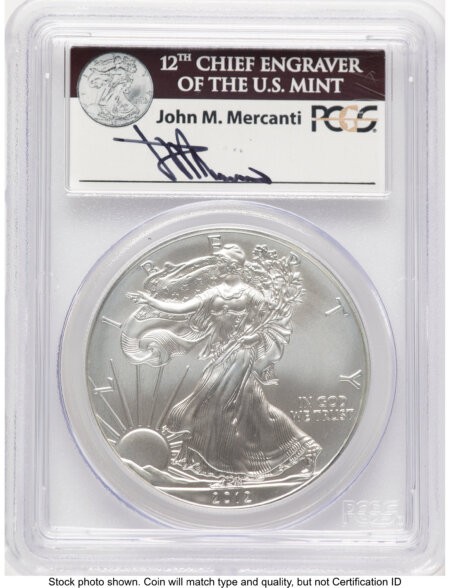2012-W Burnished Silver Eagle 1 oz FS John Mercanti 70 PCGS