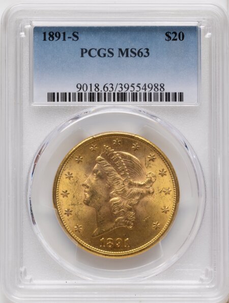 1891-S $20 63 PCGS