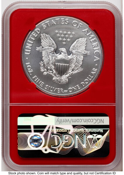 2020-(P) Silver Eagle Emergency Production Trump Label Red Core 70 NGC