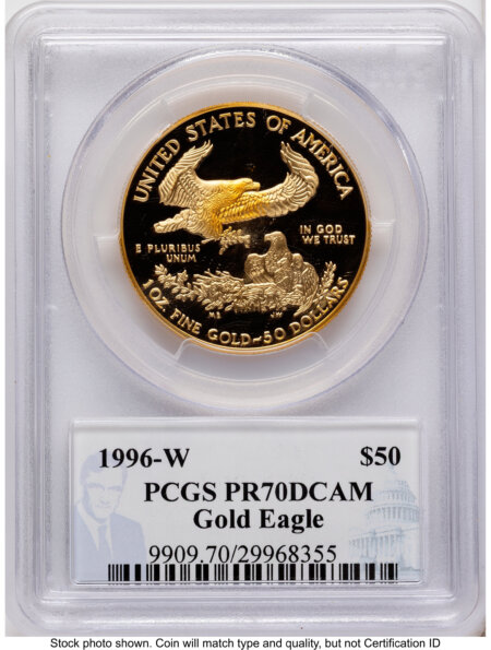 1996-W Proof Gold Eagle 1.85 oz Philip Diehl 70 PCGS