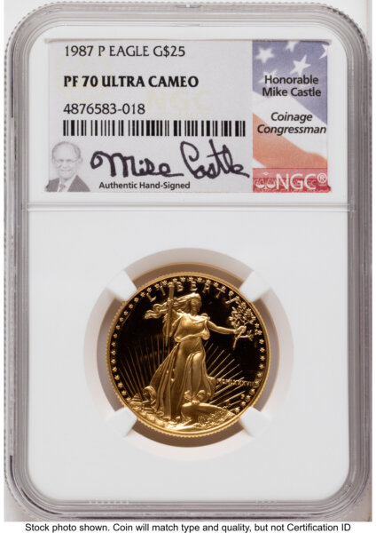 1987-P Proof Gold Eagle 1/2 oz Mike Castle 70 NGC