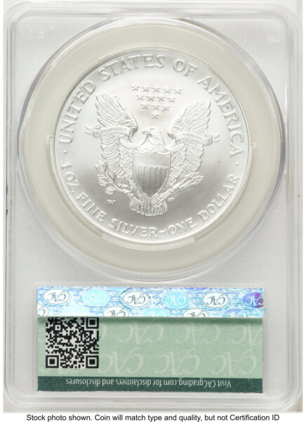 2008-W Reverse of 2007 Burnished Silver Eagle 1 oz First Delivery Ron Drzewuki 70 CACG