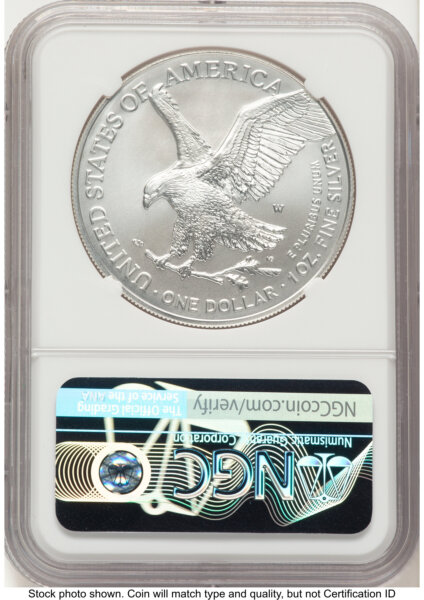 2023-W Burnished Silver Eagle 1 oz FDI Kenneth Bressett Portrait Denver 70 NGC