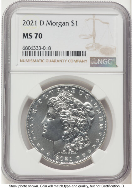 2021-D S$1 Morgan Dollar, MS Brown Label 70 NGC