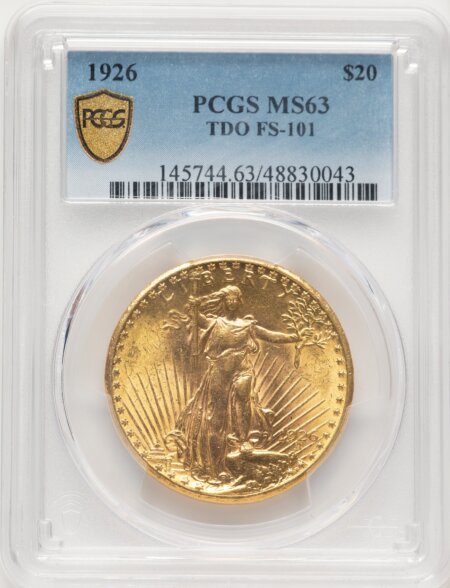 1926 $20 Tripled Die Obverse, FS-101, MS PCGS Secure 63 PCGS