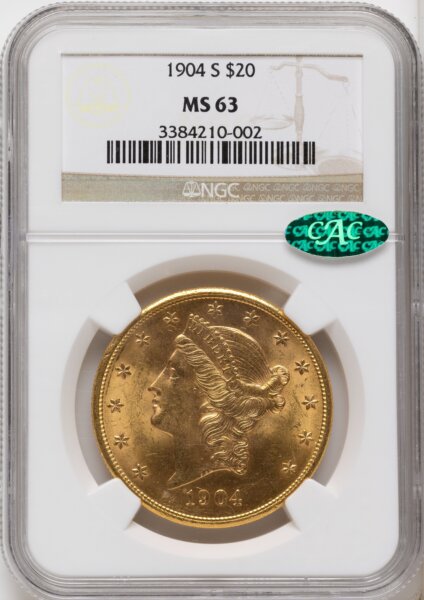1904-S $20 CAC 63 NGC