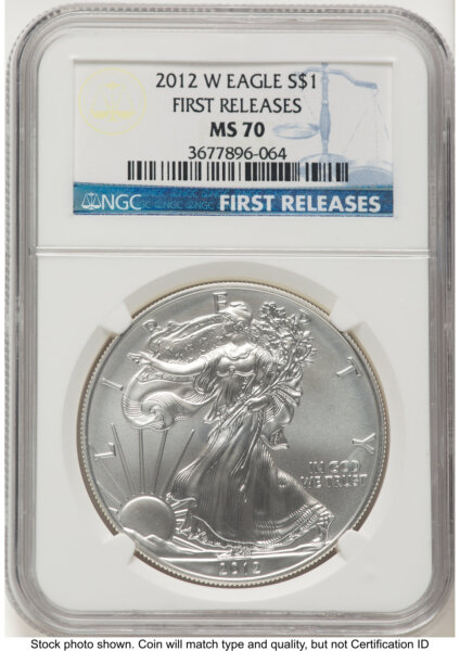 2012-W Burnished Silver Eagle 1 oz FR Blue 70 NGC