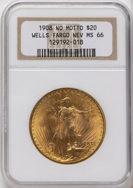 1908 NM $20 Wells Fargo 66 NGC