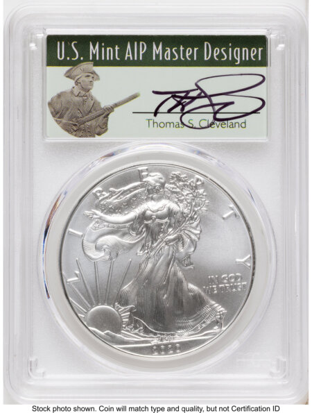 2020-(P) Silver Eagle Emergency Production FDI Thomas Cleveland Minuteman 70 PCGS