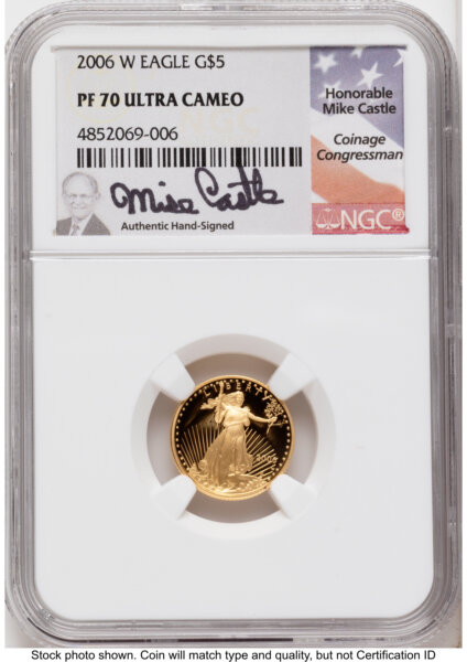 2006-W Proof Gold Eagle 1.85 oz Mike Castle 70 NGC