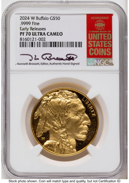 2024-W Proof Gold Buffalo 1 oz ER Kenneth Bressett Red Book 70 NGC