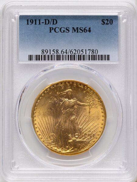 1911-D/D $20 64 PCGS