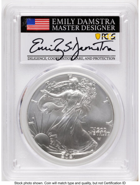 2021 Silver Eagle Type 2 Emily Damstra 70 PCGS