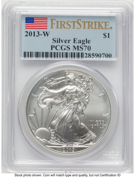 2013-W Burnished Silver Eagle 1 oz FS Flag 70 PCGS