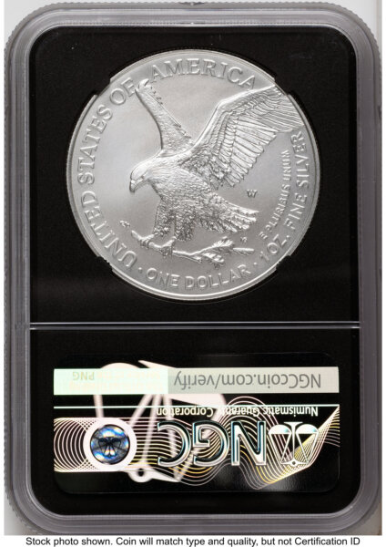 2023-W Burnished Silver Eagle 1 oz AR Ed Moy/David J Ryder Mint Director's Series Blk Core 10 NGCX