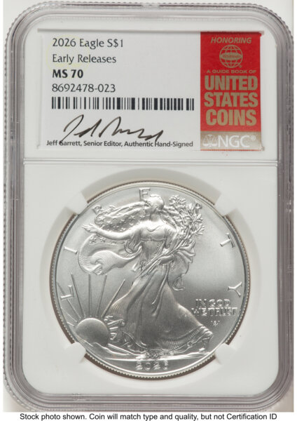 2026 Silver Eagle ER Jeff Garrett Red Book 70 NGC
