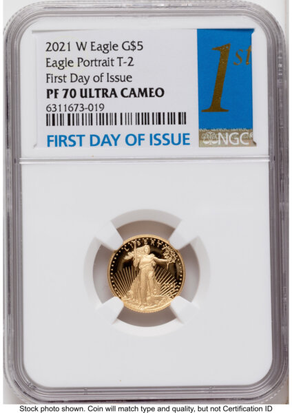 2021-W Type 2 Proof Gold Eagle 1/10 oz FDI 1ST 70 NGC