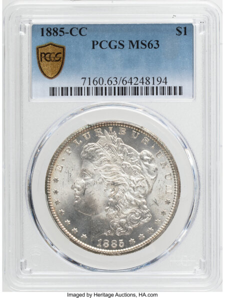 1885-CC S$1 PCGS Secure 63 PCGS